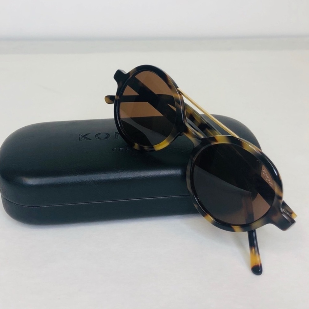 Tortoise Shell Round Sunglasses NEW KOMONO The Vivien Brown Gold - Picture 4 of 10